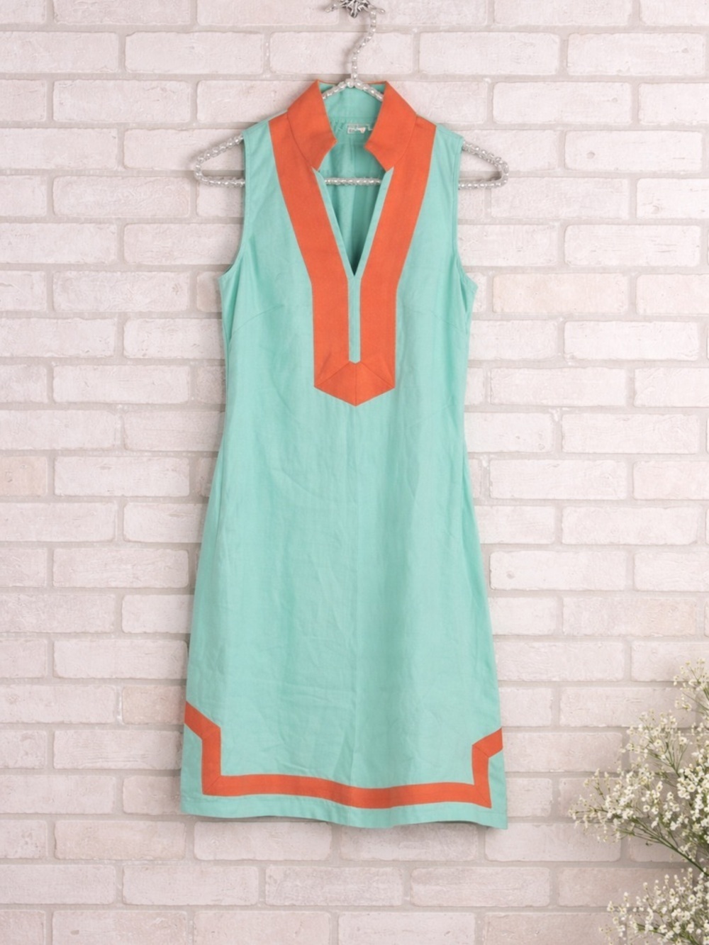 Sail to Sable Linen Sleeveless Classic Mint Green Tunic Dress Size XXS